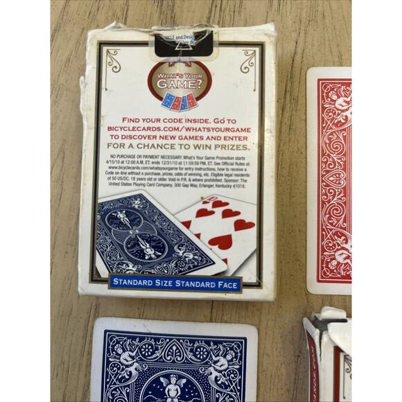 2 VTG BICYCLE Jumbo Index Playing Cards Decks Blue Red cherub rider back lot 2 - Picture 5 of 6